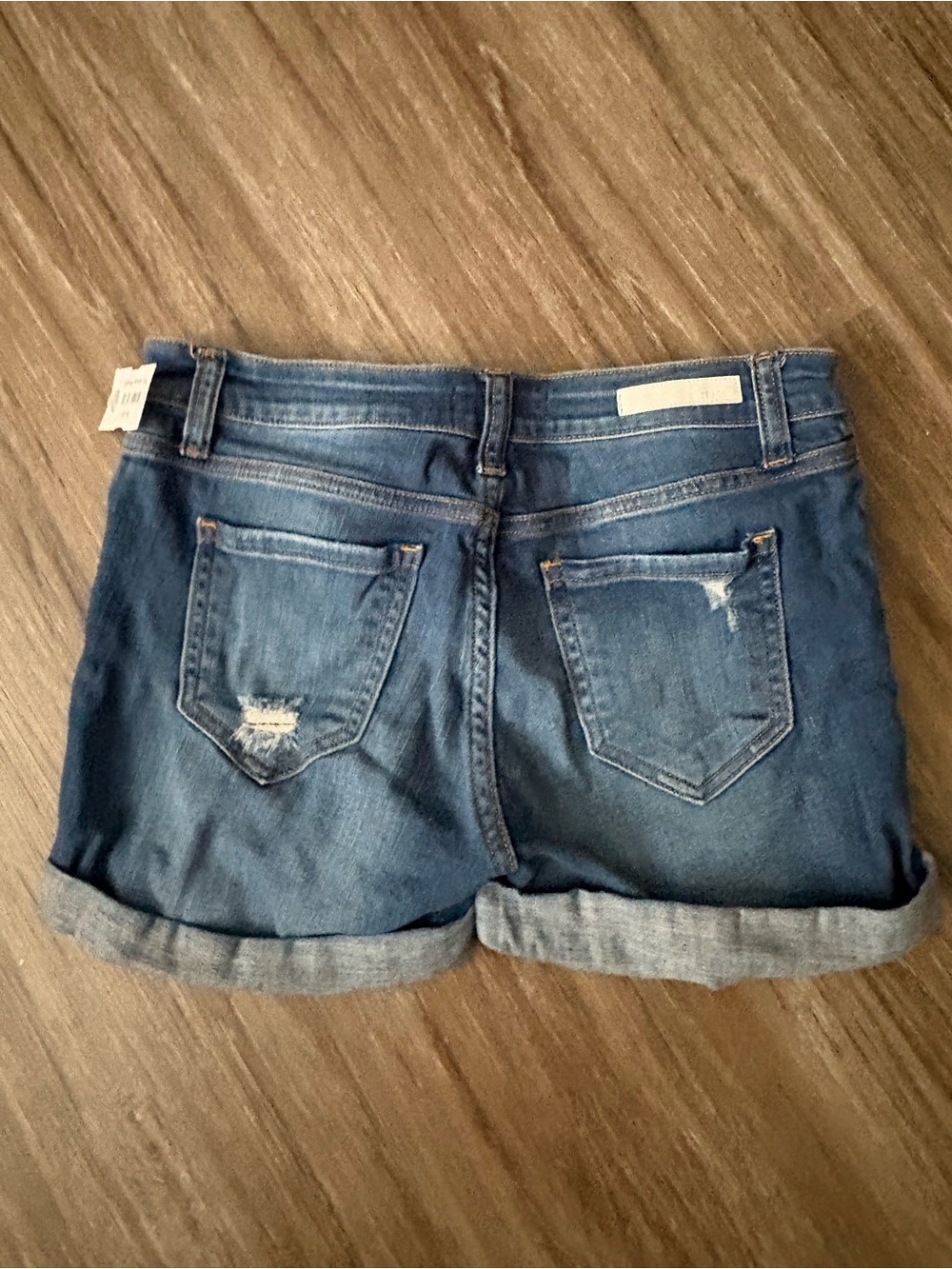 CELLO Distressed Roll-Cuff Jean Shorts - Blue - Picture 4 of 4